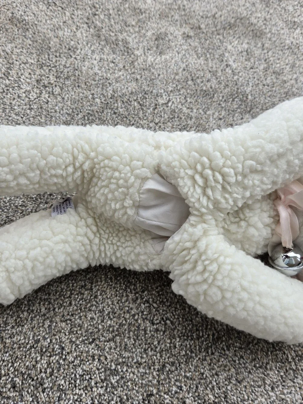 Vtg Mervyn’s Playful Pals White Lamb Hand Puppet Plush Stuffed Animal with Bell